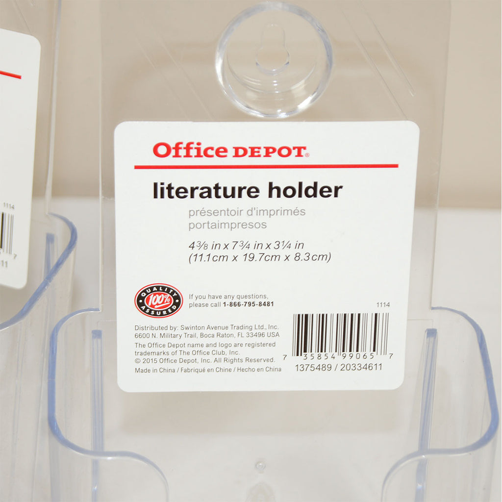 OD Literature Holder Pamphlet Brochure 4-3/8 x 7-3/4 x 3-1/4 Cracked Plastic 3pk