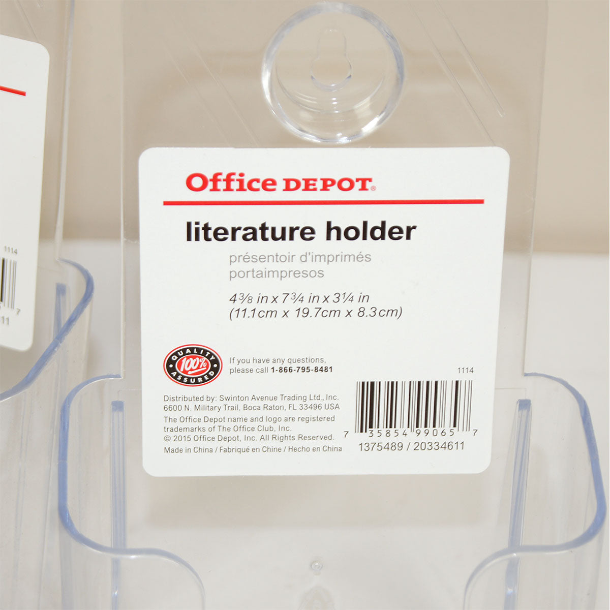 OD Literature Holder Pamphlet Brochure 4-3/8 x 7-3/4 x 3-1/4 Cracked Plastic 3pk
