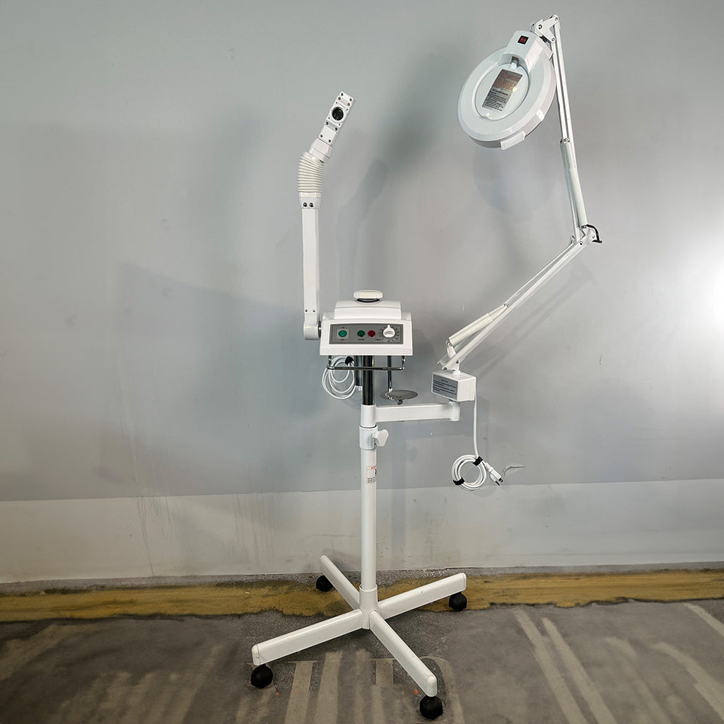 Facial Steamer Mobile 3 in 1 Beauty Instrument Rolling PRO-2085 Salon Spa 5x Lens