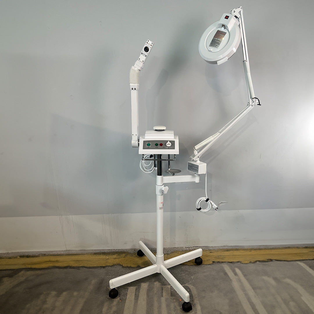Facial Steamer Mobile 3 in 1 Beauty Instrument Rolling PRO-2085 Salon Spa 5x Lens