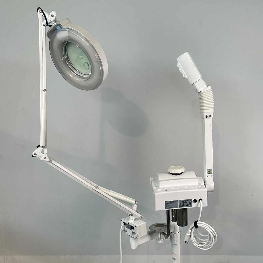 Facial Steamer Mobile 3 in 1 Beauty Instrument Rolling PRO-2085 Salon Spa 5x Lens