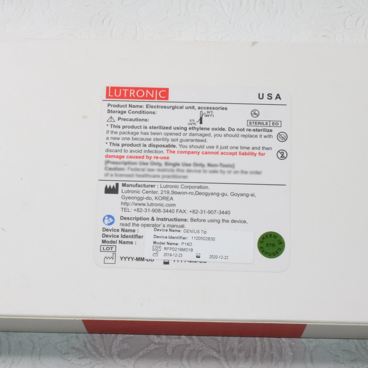 Lutronic Genius GeniusSkin Tip RF Microneedling Tip P14D Box of 10 EXP 2020