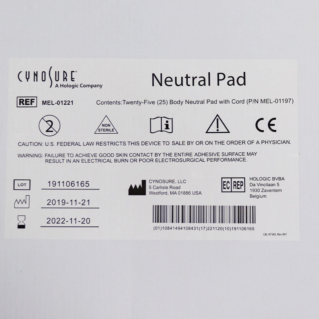 Ellman Cynosure Large Body RF Neutral Pad w/ Cord Electrosurgical MEL-01221 x25
