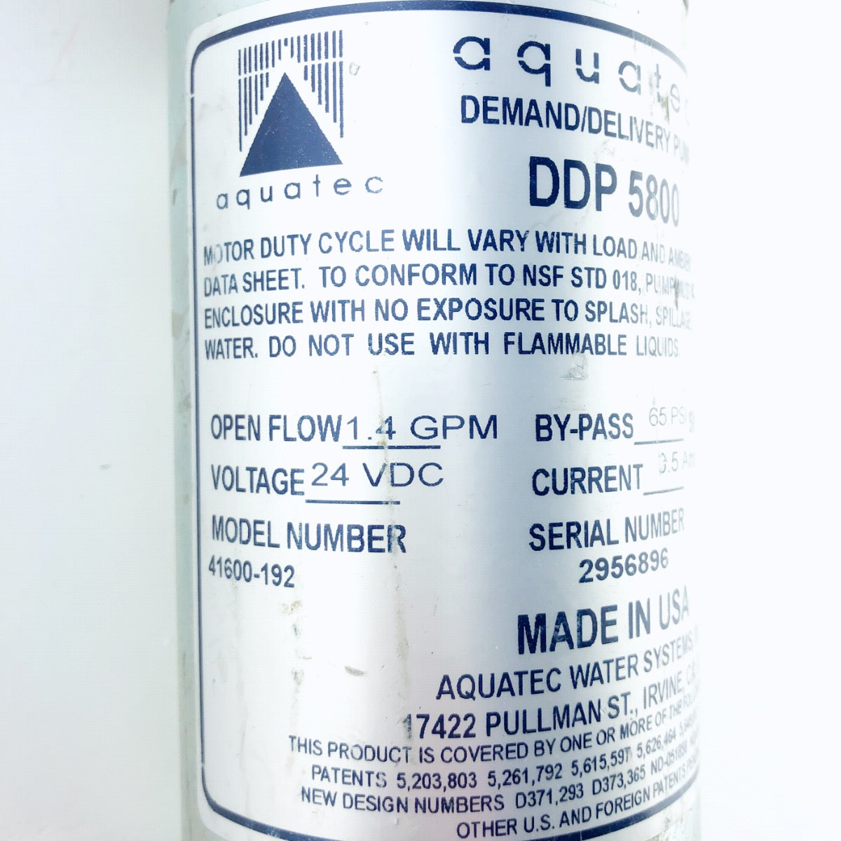 Palomar 300 Laser Water Pump Aquatec DDP 5800 Electric Diaphragm 65 PSI