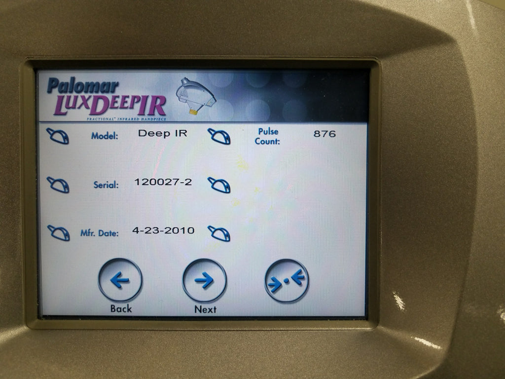 PALOMAR LuxDeepIR LASER Handpiece Lux Deep IR 2010 Fractional Infrared LOW SHOTS