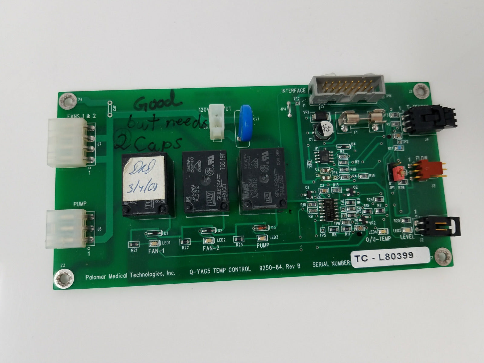 Palomar Q Yag5 Temperature Control Board Interface YAG 5 ** Parts SOLD AS IS **