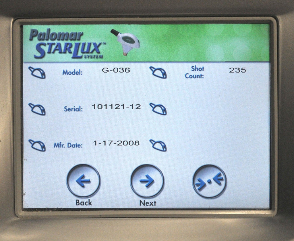 Palomar StarLux 300 IPL Laser LuxG LuxY Handpieces Lesions Skin Rejuvenation