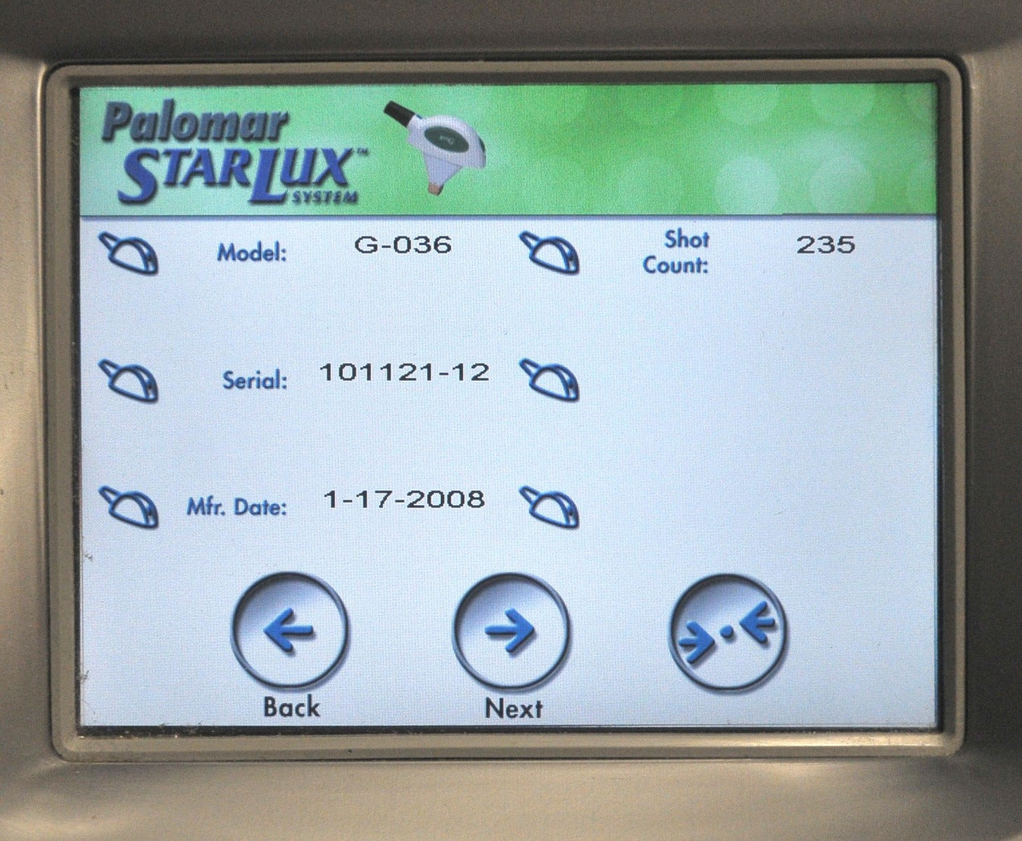 Palomar StarLux 300 IPL Laser LuxG LuxY Handpieces Lesions Skin Rejuvenation