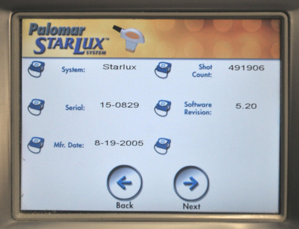 Palomar StarLux 300 IPL Laser LuxG LuxY Handpieces Lesions Skin Rejuvenation