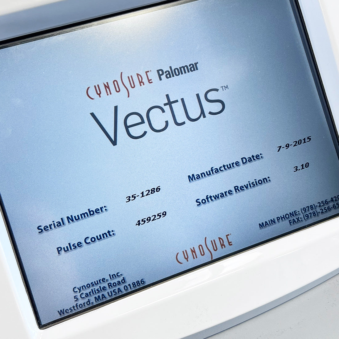 2015 Cynosure Palomar Vectus Laser Hair Removal 810 Diode Skintel System