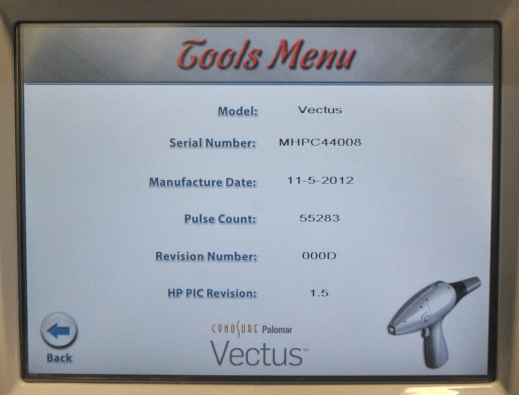 2012 Cynosure Palomar Vectus Diode 810nm High Volume Laser Hair Removal System