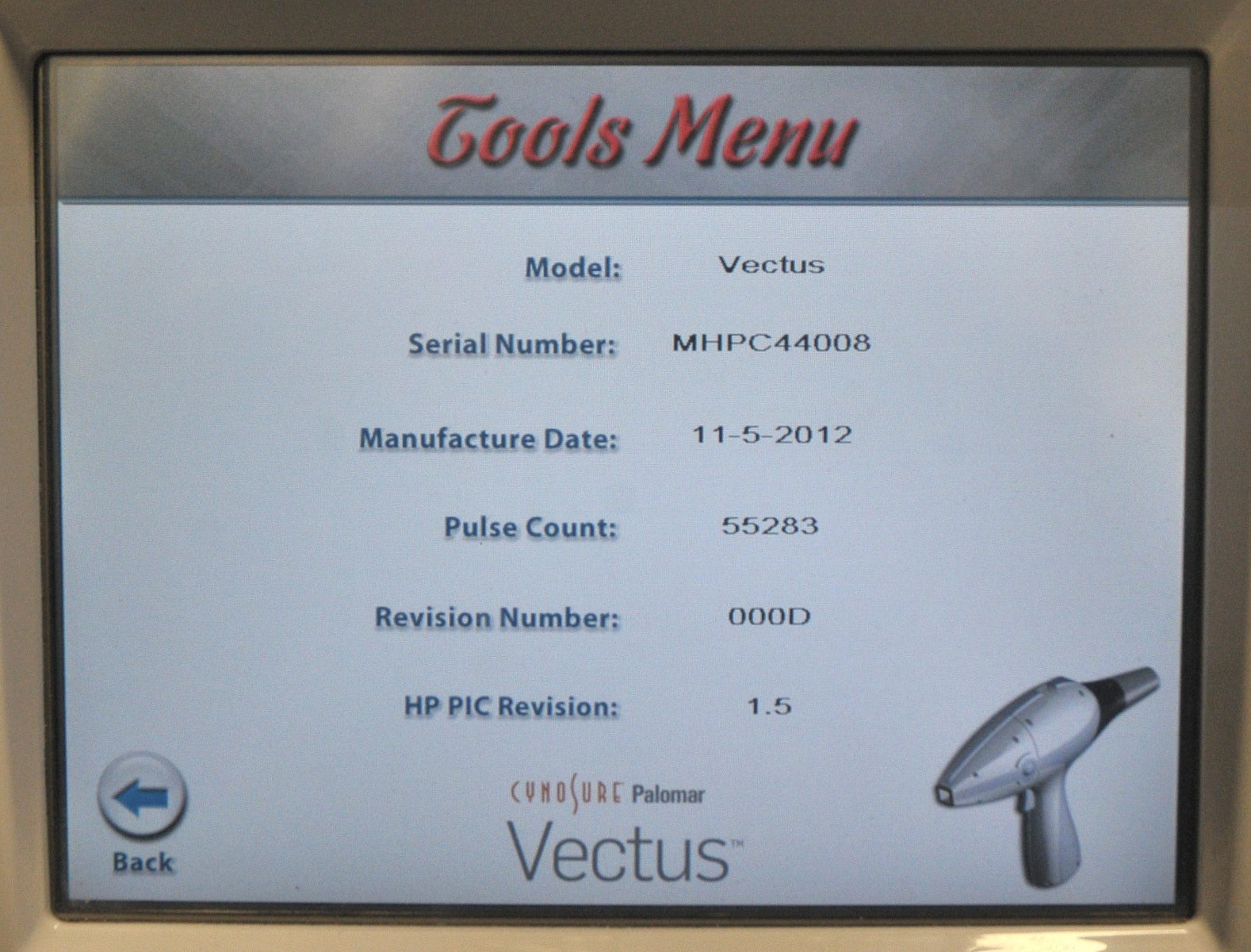 2012 Cynosure Palomar Vectus Diode 810nm High Volume Laser Hair Removal System