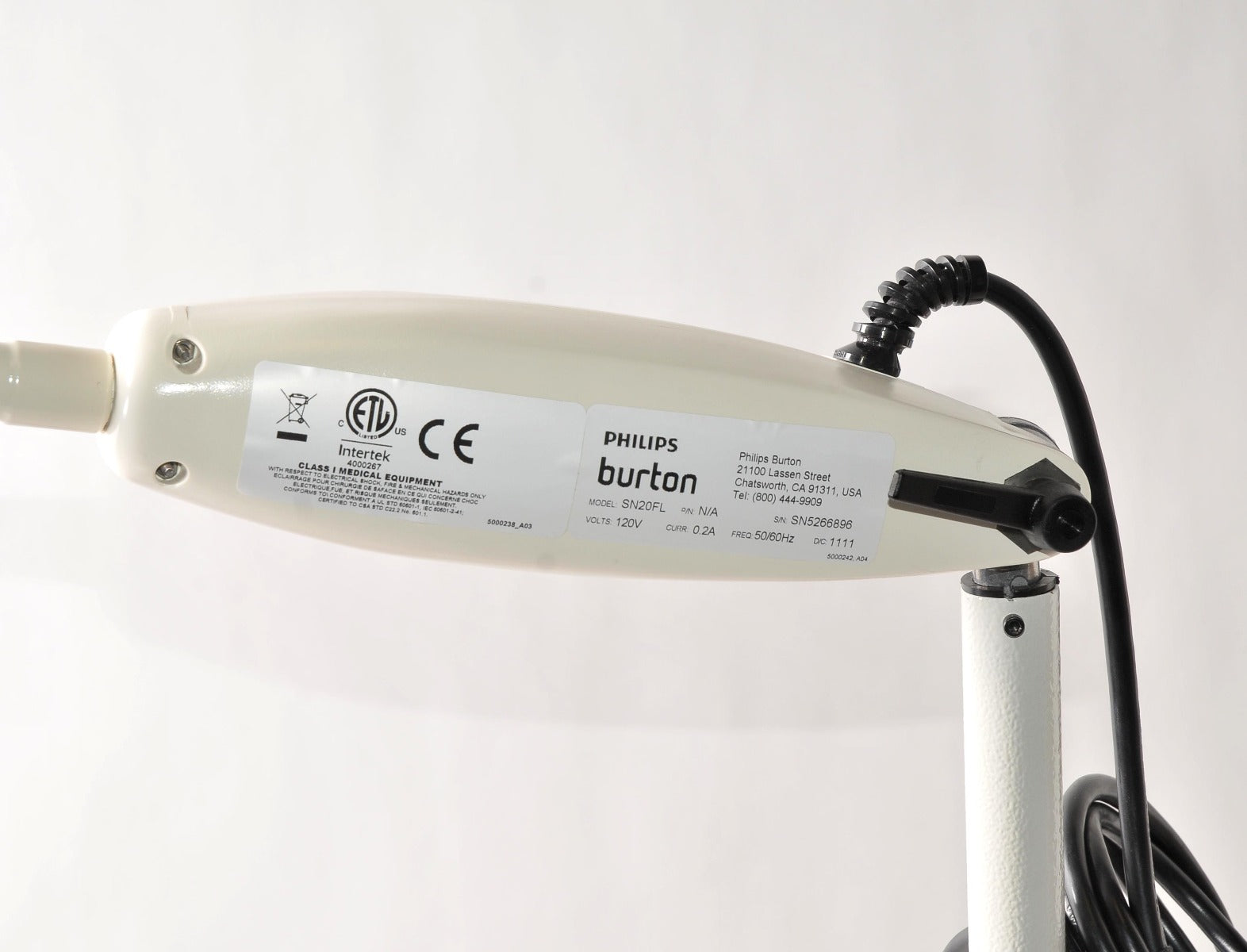 Philips Burton SN20FL Portable Medical Flexible Patient Exam Light Floor Mount