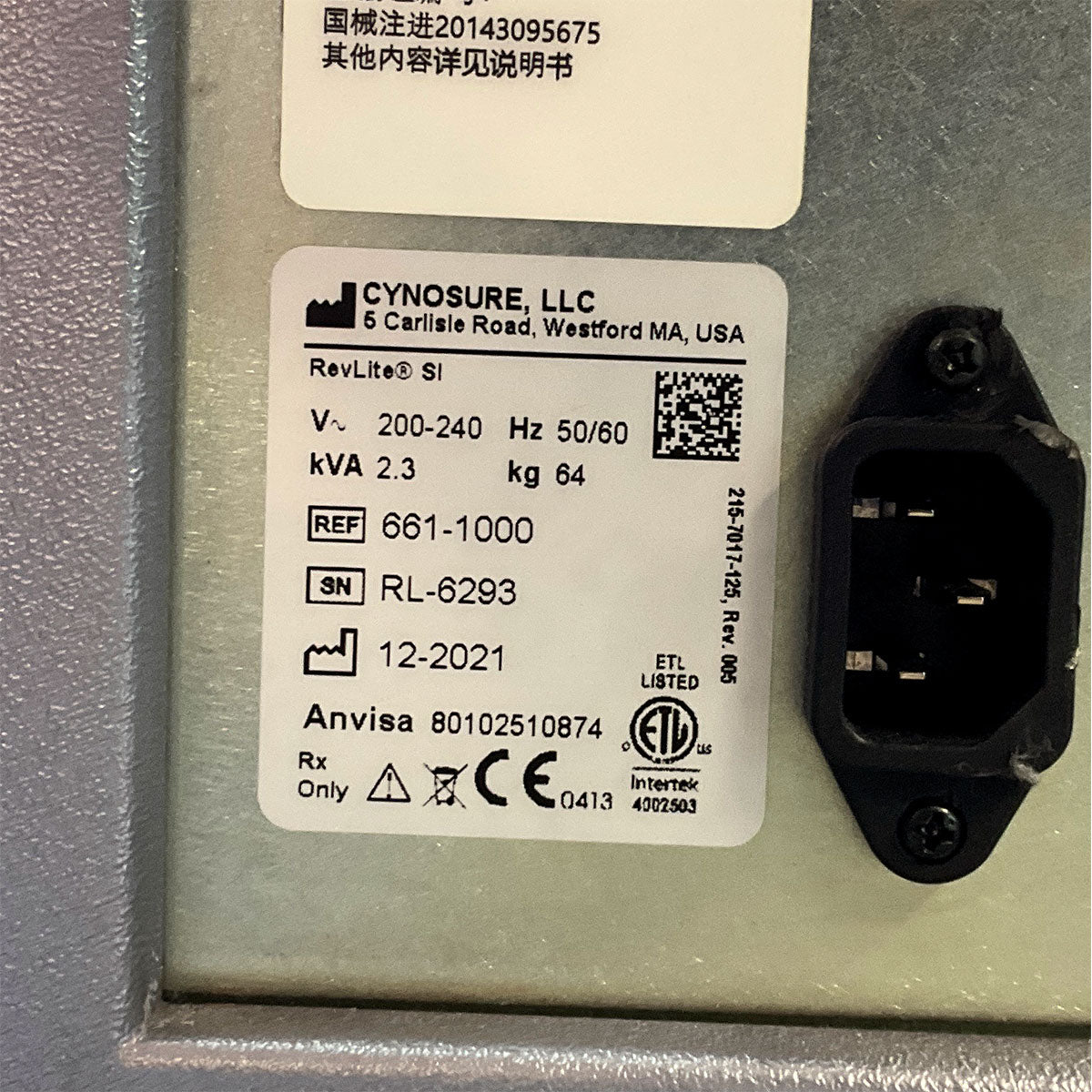 2021 Cynosure RevLite SI Q-Switched Laser System 532nm 1064nm Tattoo Removal