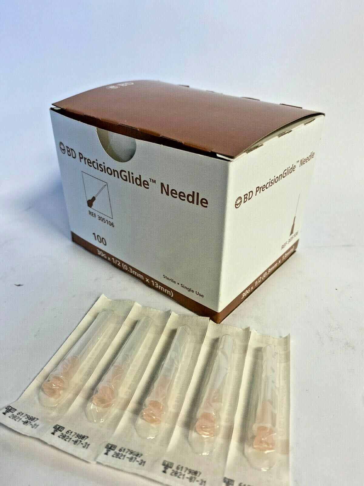 Precision Glide Needle BD Sterile Single Use 30 G X 1/2 (0.3MM x 13mm) Qty:100