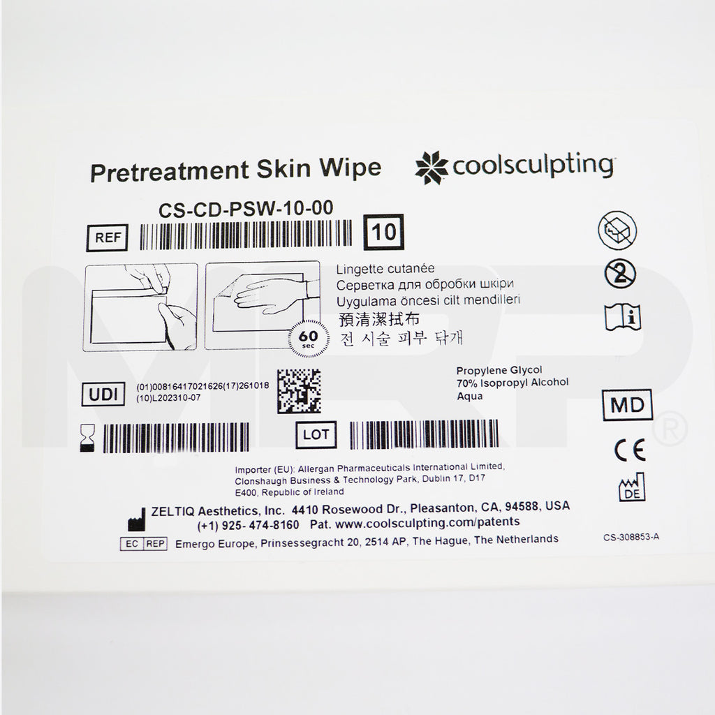 Zeltiq Pretreatment Skin Wipe CS-CD-PSW-10-00 - 10 Pack - Expired