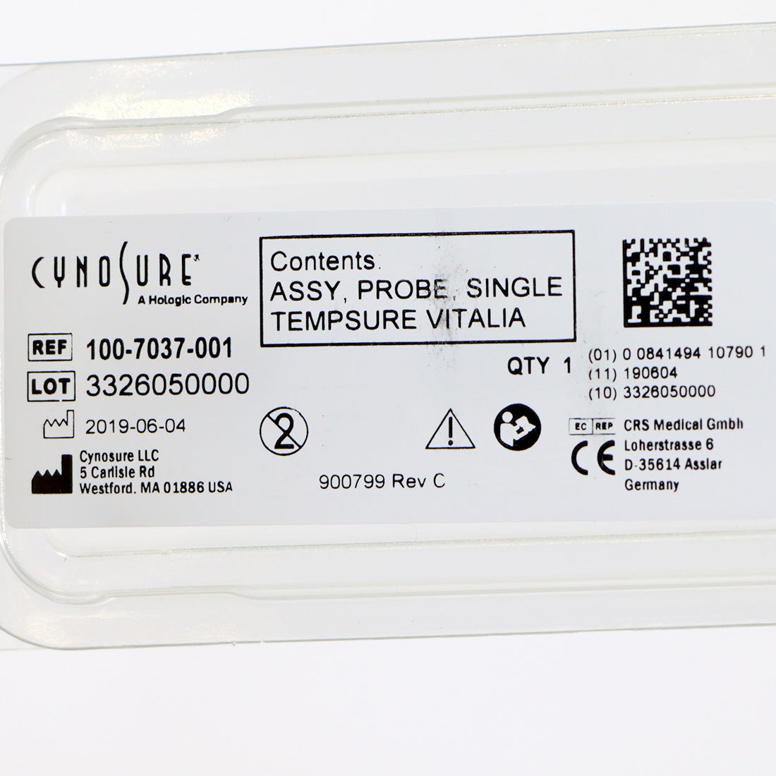 Cynosure Assy Probe Tempsure Vitalia Single Probe Assembly 100-7037-100