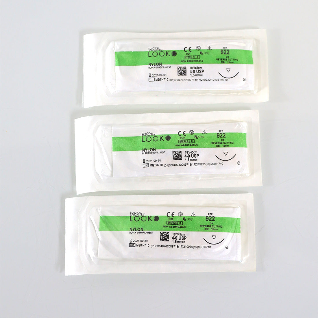 Surgical Specialty Look Nylon Black Monofilament 4-0 18"/45cm Suture 09/2021 x3
