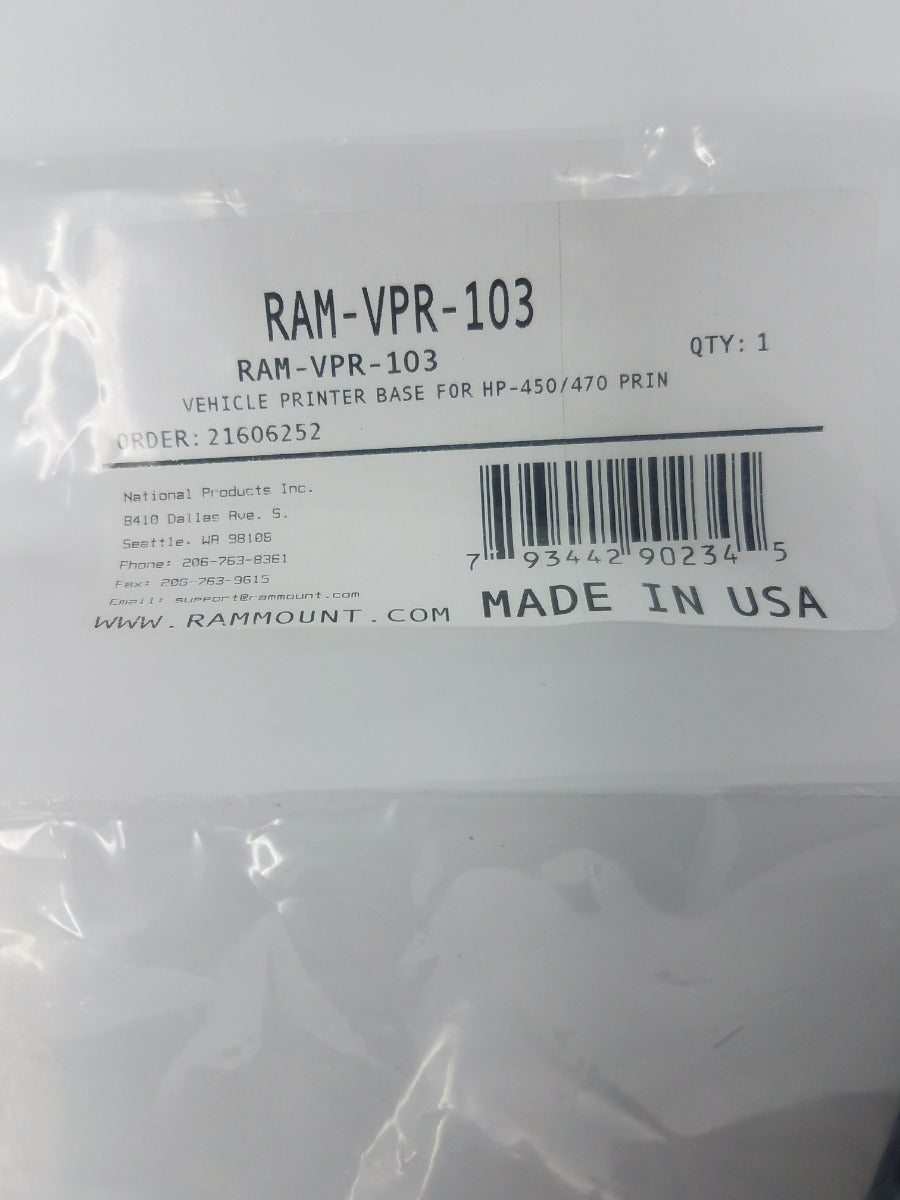 Ram Mounts Vehicle Printer Base HP-450/470 RAM-VPR-103 Desk Jet Spring Loaded
