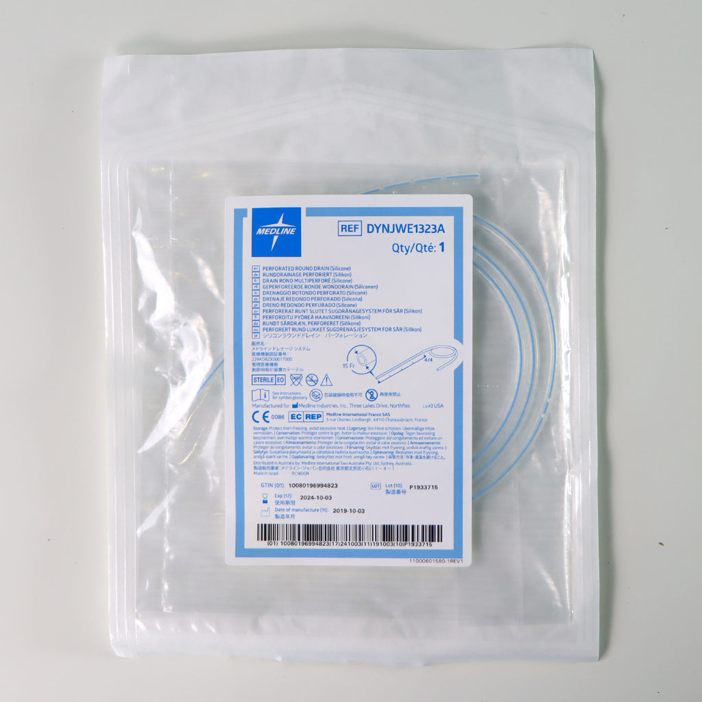 Medline Round Silicone Drain, 15fr, 3/16 LOT OF 8 - DYNJWE1323A