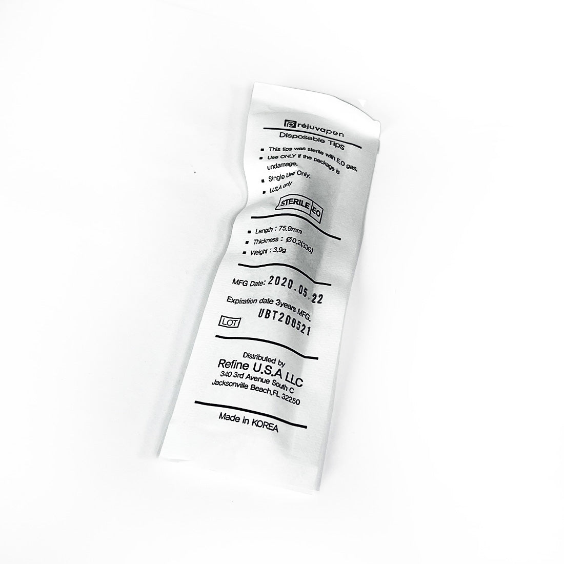 Refine RejuvaPen Microneedling Disposable Tip 75.9mm Microneedle Exp 5/23 x3 Pcs