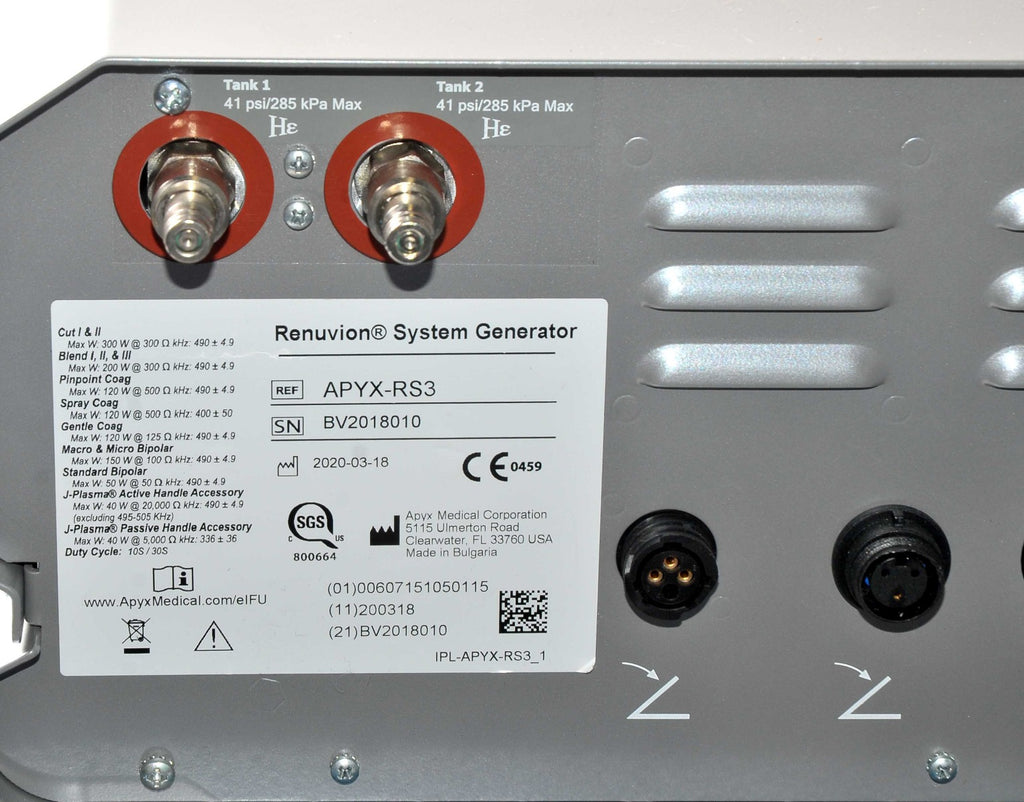 2020 Renuvion Electrosurgical Generator ESG Apyx-RS3 Medical RF Bovie J-Plasma
