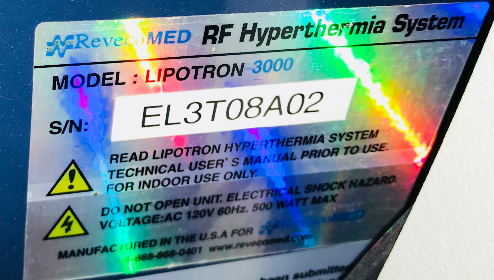 REVECOMED RF Radio Frequency Hypothermia System Tron3000 Tron 3000