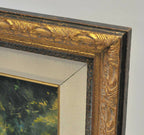 Robert Hagan Original Oil Painting Lady Tall Grass Hat Ducks Gold Frame Canvas
