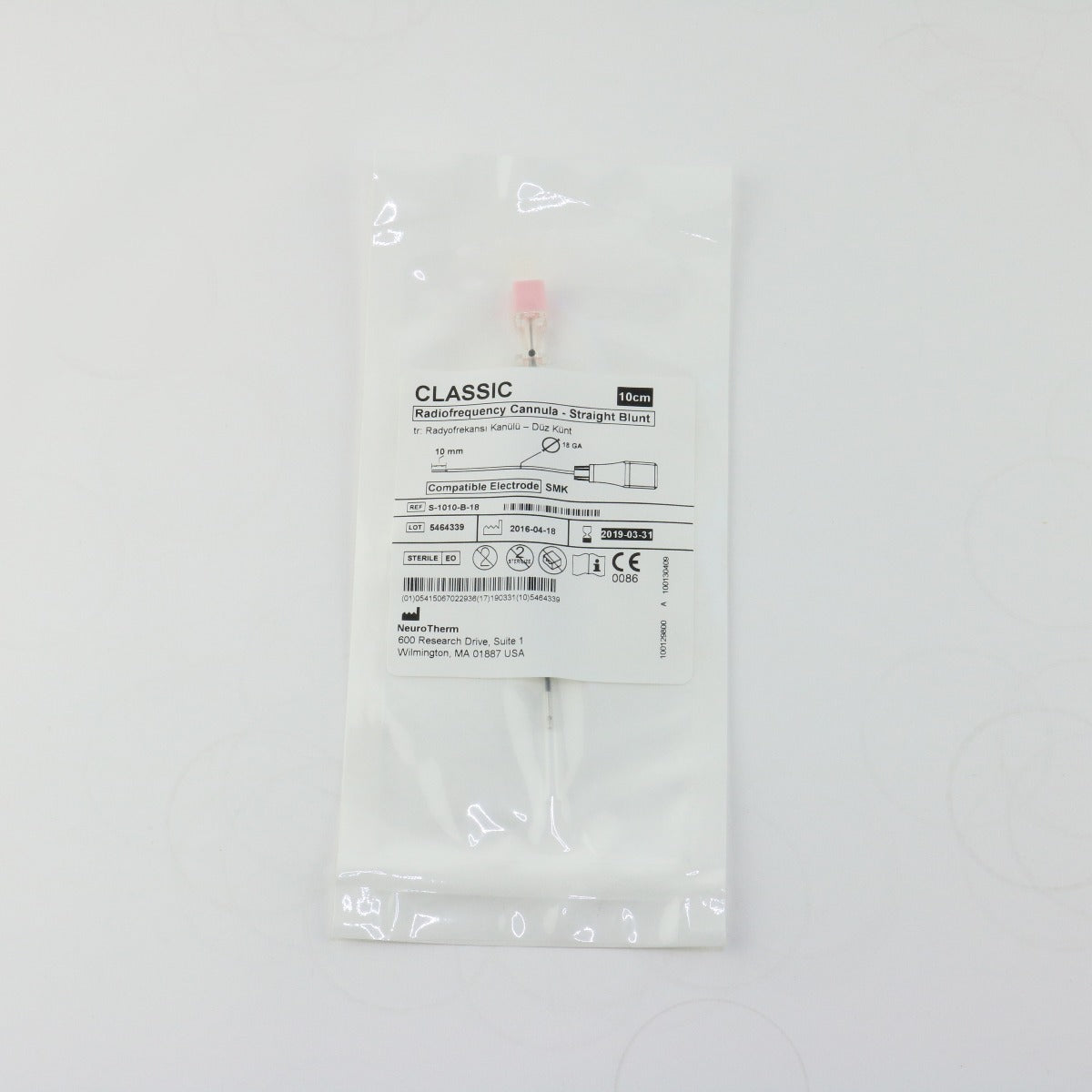 S-1010-B-18 NeuroTherm ThermiRF Radiofrequency Cannula Straight Blunt EXP 2019