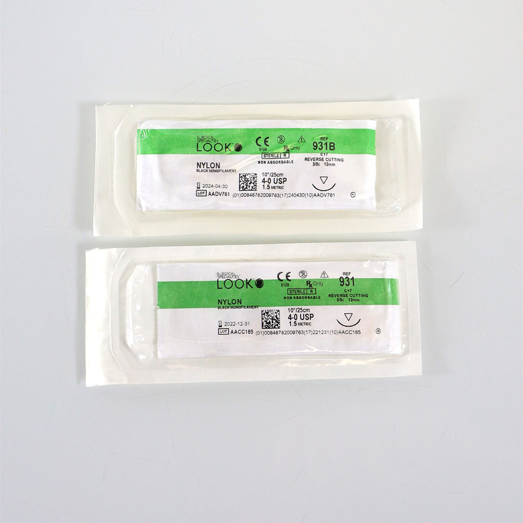 Surgical Specialty Look Nylon Black Monofilament 4-0 18"/45cm Sutures 931B 931
