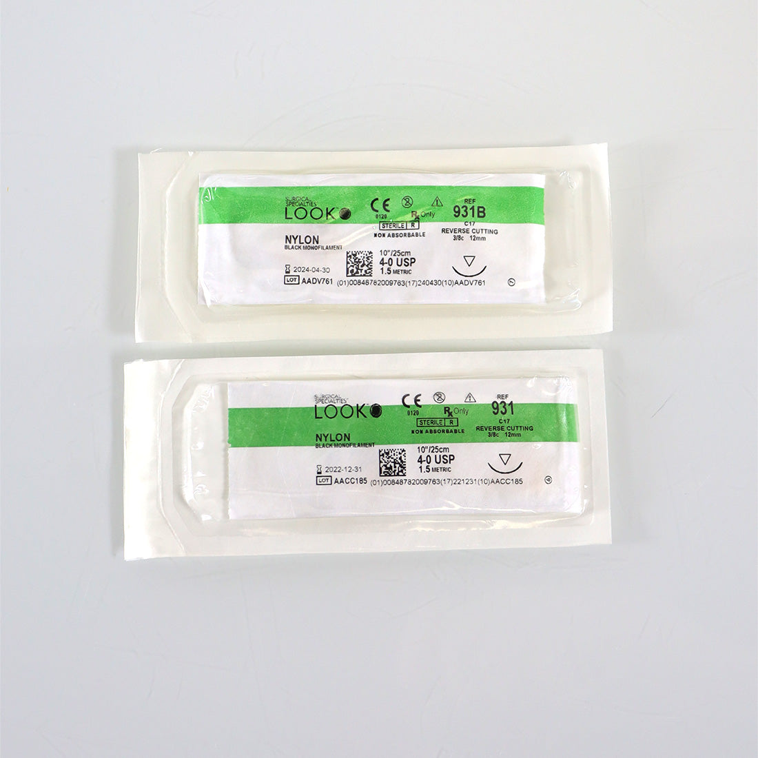 Surgical Specialty Look Nylon Black Monofilament 4-0 18"/45cm Sutures 931B 931