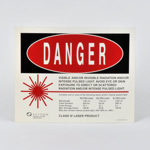 Sciton "DANGER" Sign - IPL Intense Pulsed Light Radiation Class IV 2500-034-00