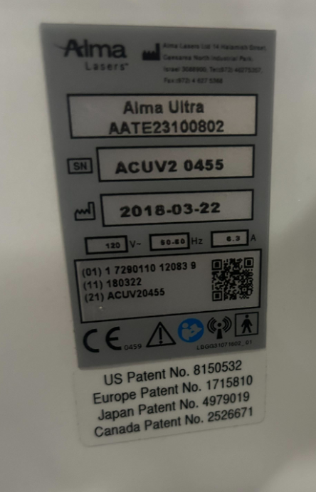 2018 Alma vShape ULTRA V RF Skin Tighten Ultra Speed Laser System