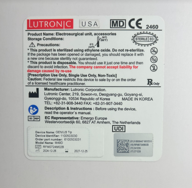 Lutronic Genius M49D Electrosurgical Microneedling Non-S - 10-Pack