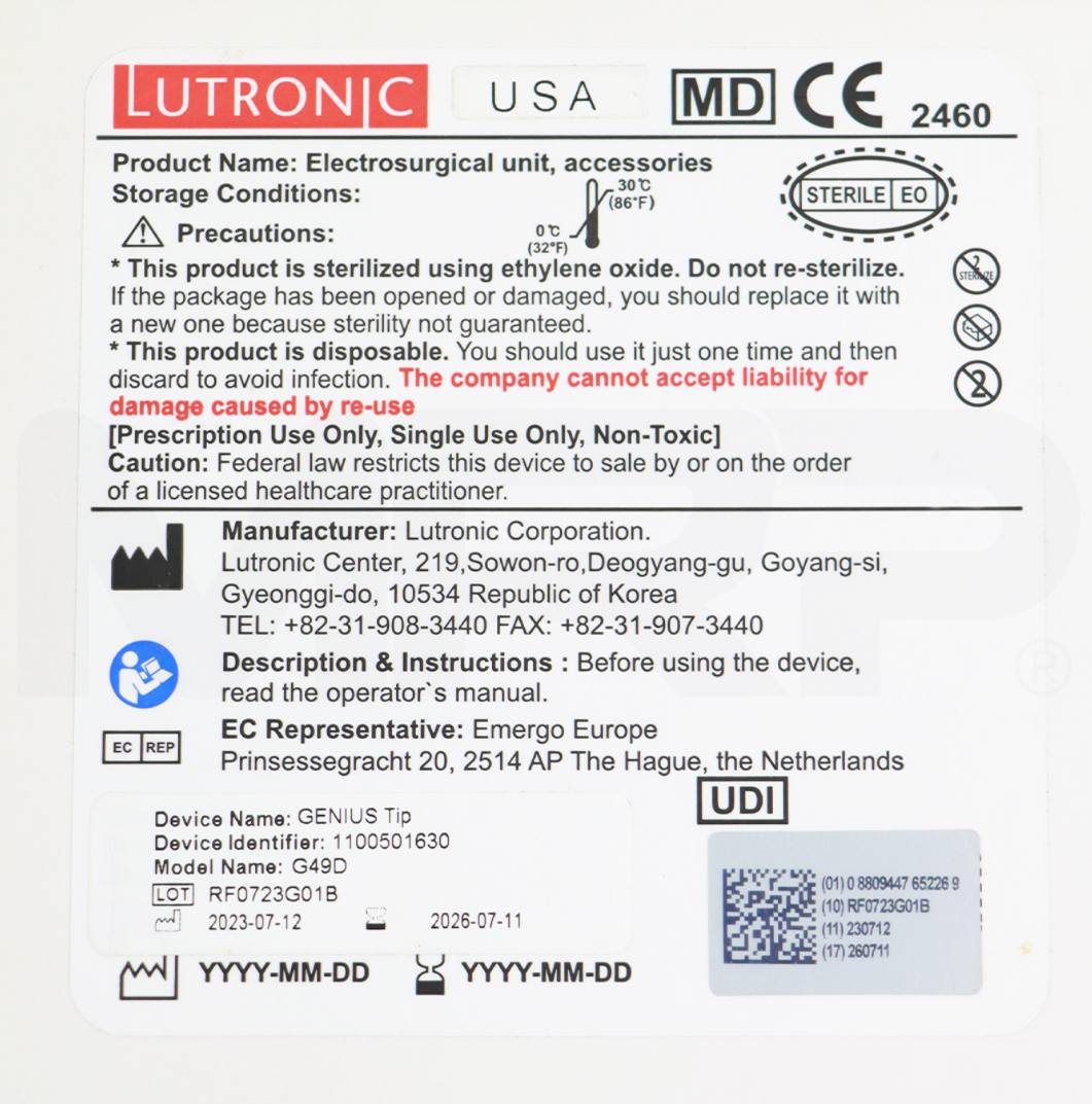 Lutronic Genius G49D Electrosurgical Microneedling Non S-Tips EXP 07/2026 - 10 Pack