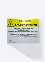 LUVO Lucent IPL Laser Caution Safety Sign Bilingual - English and French