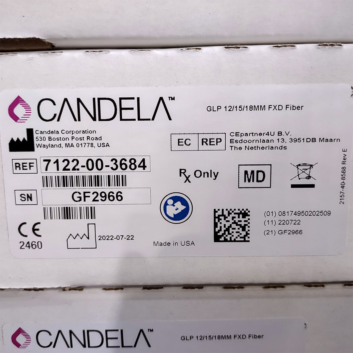 Candela GentleLase Plus Fiber Assembly 12/15/18mm Factory NEW 7122-00-3684 (GF2966)