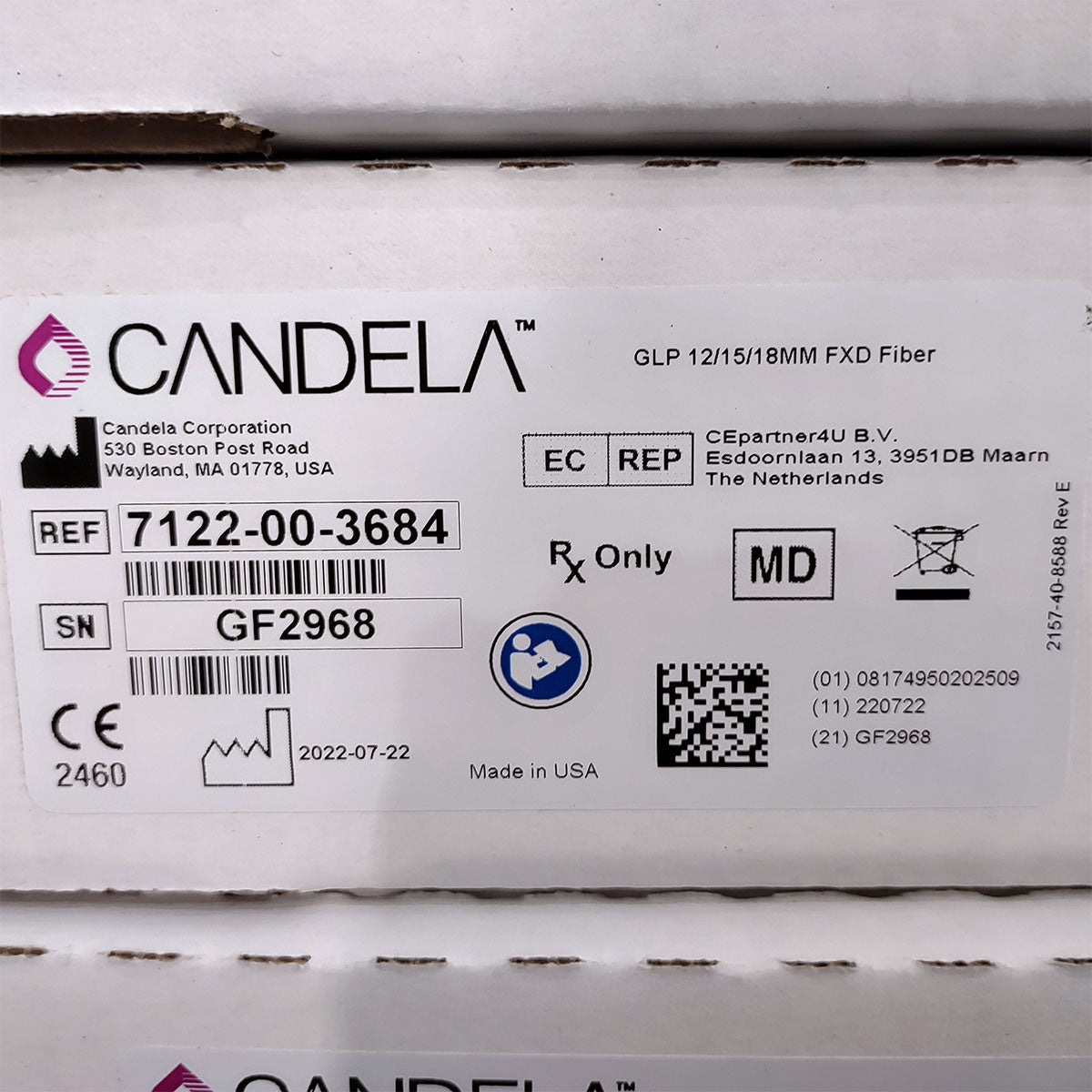 Candela GentleLase Plus Fiber Assembly 12/15/18mm Factory NEW 7122-00-3684 (GF2968)
