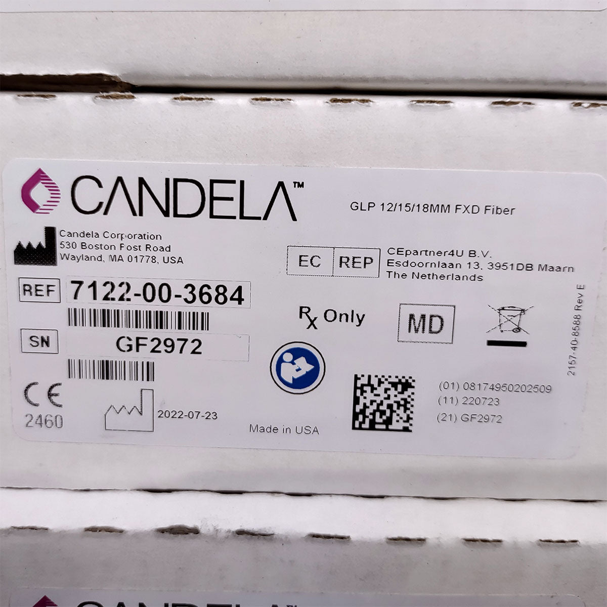 Candela GentleLase Plus Fiber Assembly 12/15/18mm Factory NEW 7122-00-3684 (GF2972)