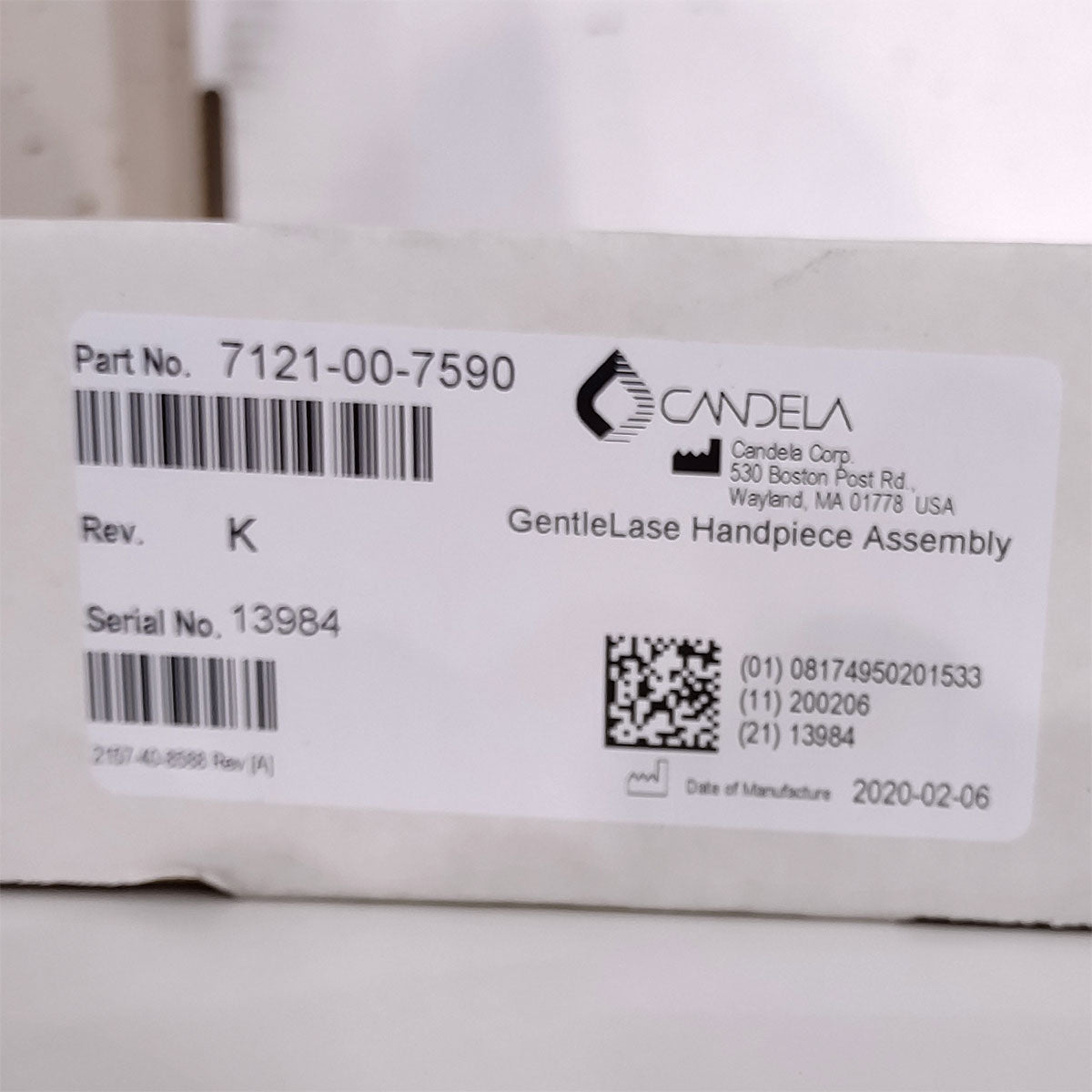 Candela GentleLase Plus Handpiece Assembly No Fiber Factory NEW 7121-00-7590 (13984)