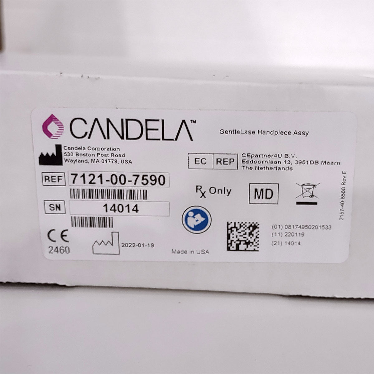 Candela GentleLase Plus Handpiece Assembly No Fiber Factory NEW 7121-00-7590 (14014)