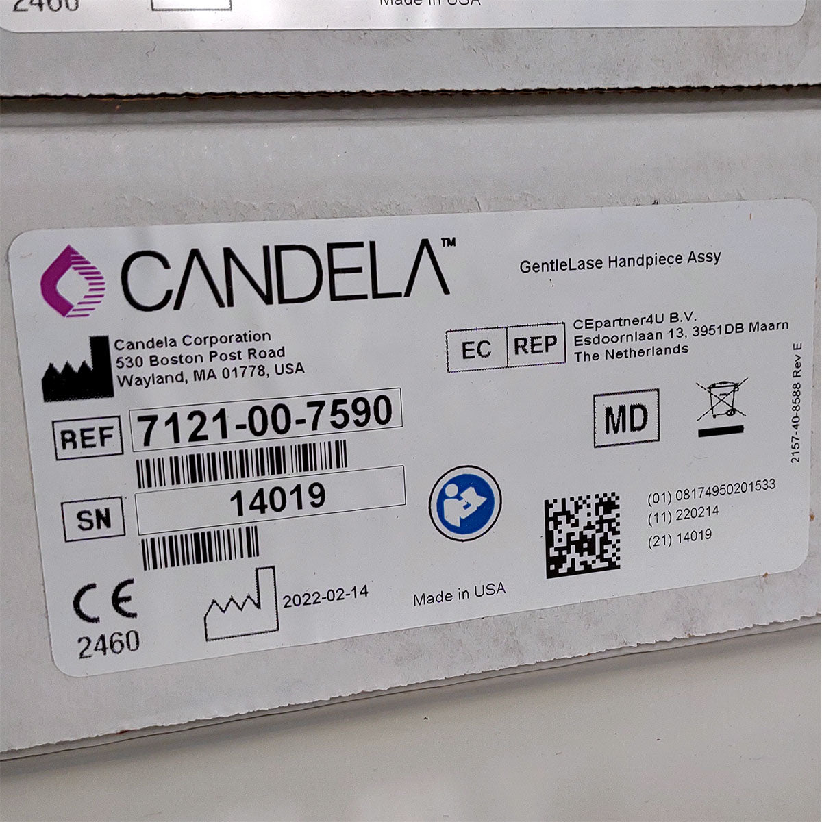 Candela GentleLase Plus Handpiece Assembly No Fiber Factory NEW 7121-00-7590 (14019sn)