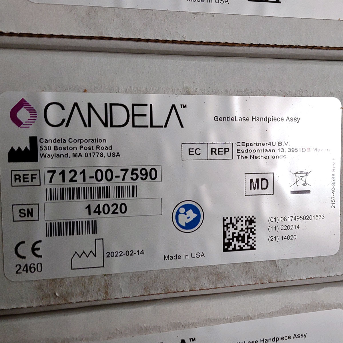 Candela GentleLase Plus Handpiece Assembly No Fiber Factory NEW 7121-00-7590 (14020sn)