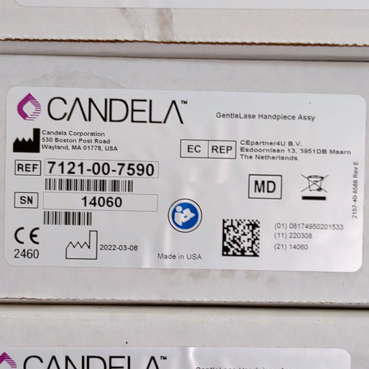 Candela GentleLase Plus Handpiece Assembly No Fiber Factory NEW 7121-00-7590 (14060sn)