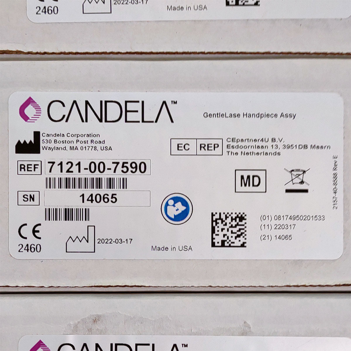 Candela GentleLase Plus Handpiece Assembly No Fiber Factory NEW 7121-00-7590 (14065sn)