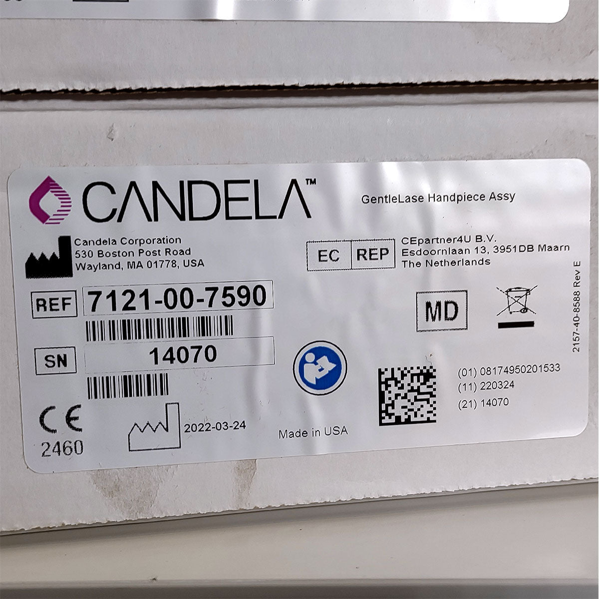 Candela GentleLase Plus Handpiece Assembly No Fiber Factory NEW 7121-00-7590 (14070sn)