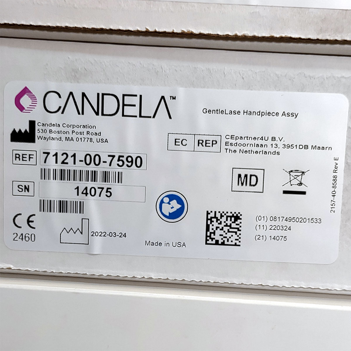 Candela GentleLase Plus Handpiece Assembly No Fiber Factory NEW 7121-00-7590 (14075sn)