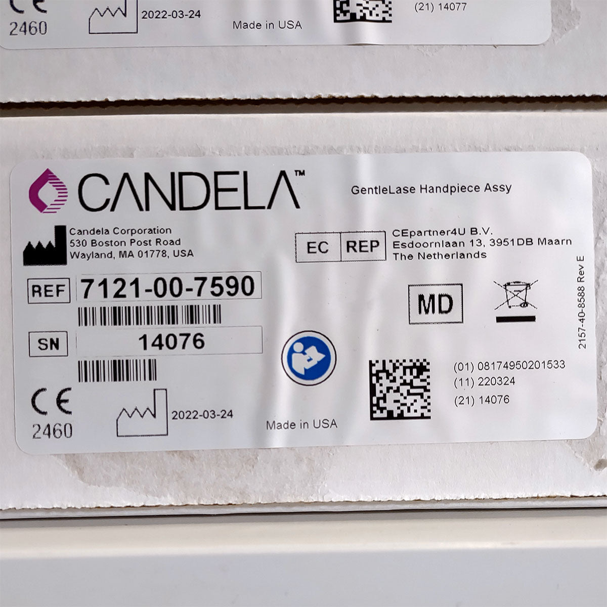 Candela GentleLase Plus Handpiece Assembly No Fiber Factory NEW 7121-00-7590 (14076sn)