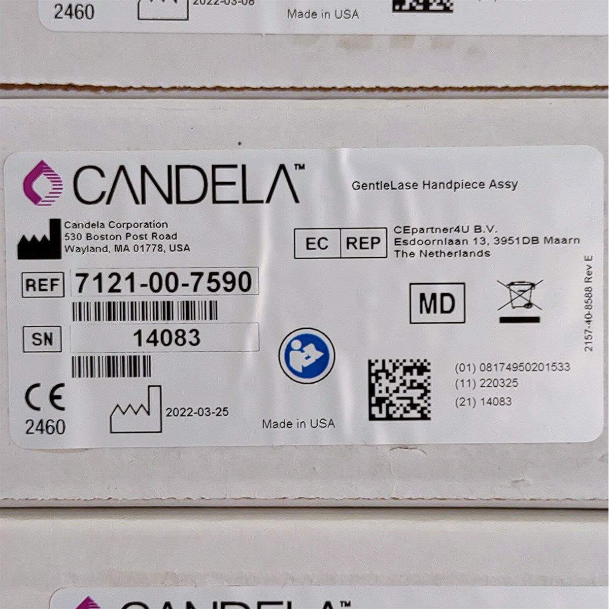 Candela GentleLase Plus Handpiece Assembly No Fiber Factory NEW 7121-00-7590 (14083sn)