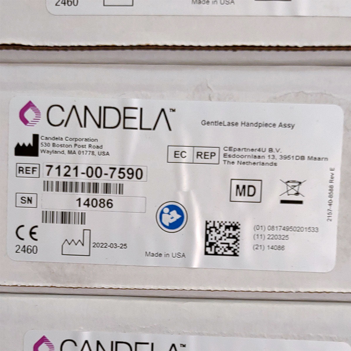 Candela GentleLase Plus Handpiece Assembly No Fiber Factory NEW 7121-00-7590 (14086sn)